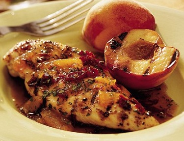 Grilled Chicken Breasts with Spicy Peach Glaze